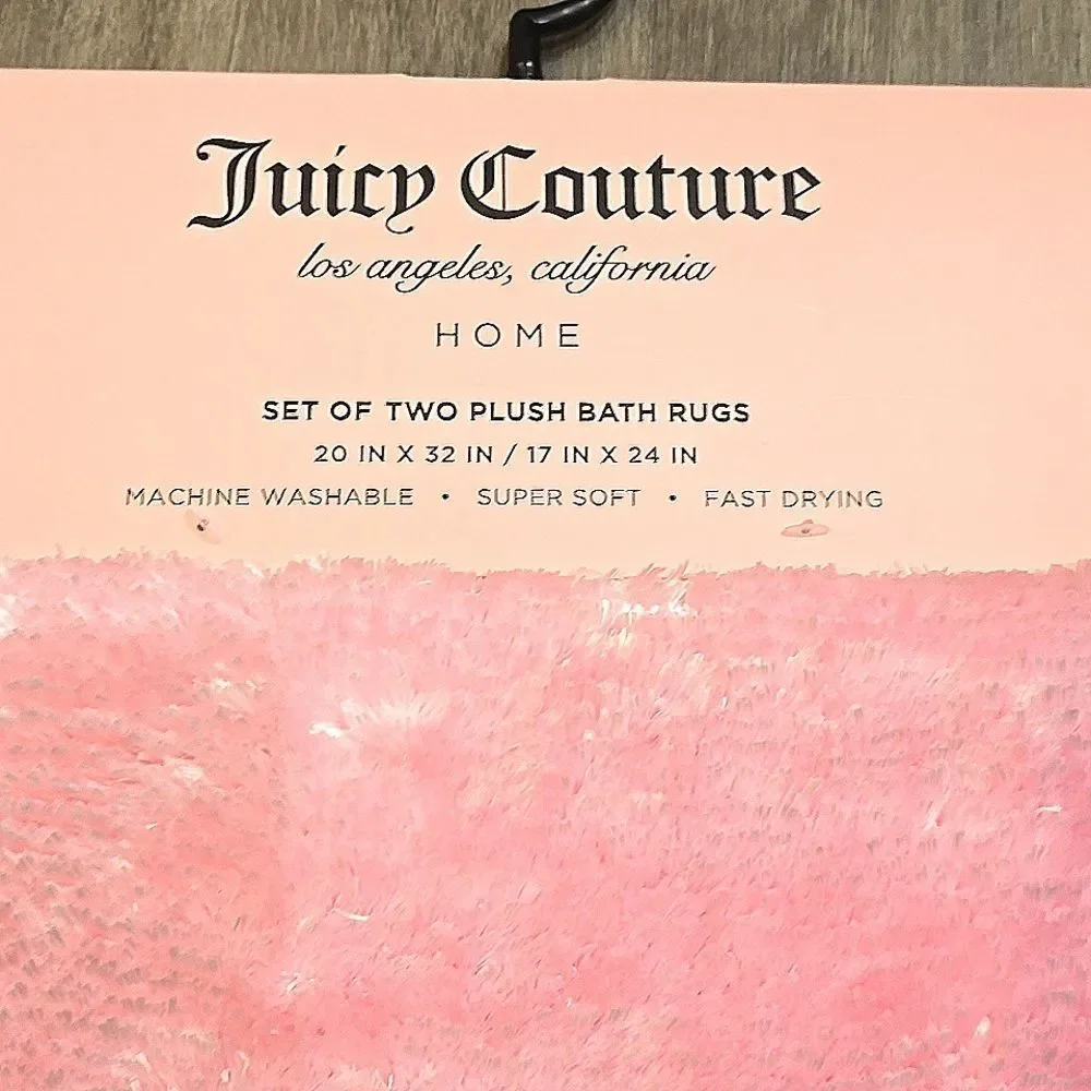 Juicy Couture Home Set Of‎ 2 Plush Bath Rugs- Pink